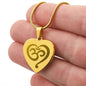 Namaste Symbol Engraved Heart Necklace Stainless Steel or 18k Yellow Gold Finish 18-22" Chain-Express Your Love Gifts