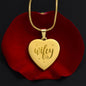 Wifey Engraved Heart Necklace Stainless Steel or 18k Yellow Gold Finish 18-22" Chain-Express Your Love Gifts