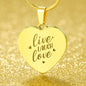 Live Laugh Love Engraved Heart Necklace Stainless Steel or 18k Yellow Gold Finish 18-22" Chain-Express Your Love Gifts