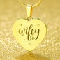 Wifey Engraved Heart Necklace Stainless Steel or 18k Yellow Gold Finish 18-22" Chain-Express Your Love Gifts