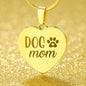 Dog Mom Engraved Heart Necklace Stainless Steel or 18k Yellow Gold Finish 18-22" Chain-Express Your Love Gifts