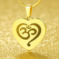Namaste Symbol Engraved Heart Necklace Stainless Steel or 18k Yellow Gold Finish 18-22" Chain-Express Your Love Gifts