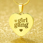 Girl Gang Engraved Heart Necklace Stainless Steel or 18k Yellow Gold Finish 18-22" Chain-Express Your Love Gifts