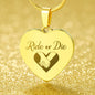 Ride or Die Engraved Heart Necklace Stainless Steel or 18k Yellow Gold Finish 18-22" Chain-Express Your Love Gifts