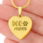 Dog Mom Engraved Heart Necklace Stainless Steel or 18k Yellow Gold Finish 18-22" Chain-Express Your Love Gifts