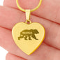 Mama Bear Engraved Heart Necklace Stainless Steel or 18k Yellow Gold Finish 18-22" Chain-Express Your Love Gifts