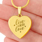 Live Laugh Love Engraved Heart Necklace Stainless Steel or 18k Yellow Gold Finish 18-22" Chain-Express Your Love Gifts