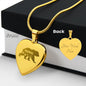 Mama Bear Engraved Heart Necklace Stainless Steel or 18k Yellow Gold Finish 18-22" Chain-Express Your Love Gifts