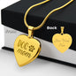Dog Mom Engraved Heart Necklace Stainless Steel or 18k Yellow Gold Finish 18-22" Chain-Express Your Love Gifts