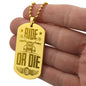 Ride or Die Engraved Dog Tag Necklace Stainless Steel or 18k Gold w 24" Chain-Express Your Love Gifts