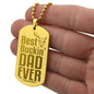Best Buckin' Dad Engraved Dog Tag Necklace Stainless Steel or 18k Gold w 24" Chain-Express Your Love Gifts