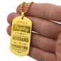 Trophy Husband Engraved Dog Tag Necklace Stainless Steel or 18k Gold w 24" Chain-Express Your Love Gifts