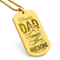 Thanks Dad I Turned Out Awesome Engraved Dog Tag Necklace Stainless Steel or 18k Gold w 24" Chain-Express Your Love Gifts