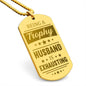 Trophy Husband Engraved Dog Tag Necklace Stainless Steel or 18k Gold w 24" Chain-Express Your Love Gifts