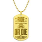 Ride or Die Engraved Dog Tag Necklace Stainless Steel or 18k Gold w 24" Chain-Express Your Love Gifts