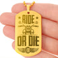 Ride or Die Engraved Dog Tag Necklace Stainless Steel or 18k Gold w 24" Chain-Express Your Love Gifts