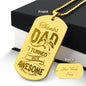 Thanks Dad I Turned Out Awesome Engraved Dog Tag Necklace Stainless Steel or 18k Gold w 24" Chain-Express Your Love Gifts