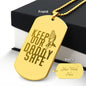 Keep Our Daddy Safe Dad Engraved Dog Tag Necklace Stainless Steel or 18k Gold w 24" Chain-Express Your Love Gifts