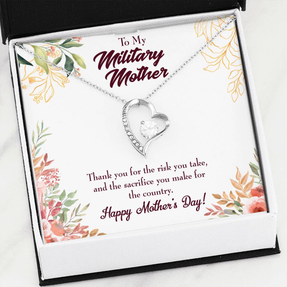 Mother's Day Mother Necklace Military Mother Forever Love Cz Heart Pendant Message Card-Express Your Love Gifts