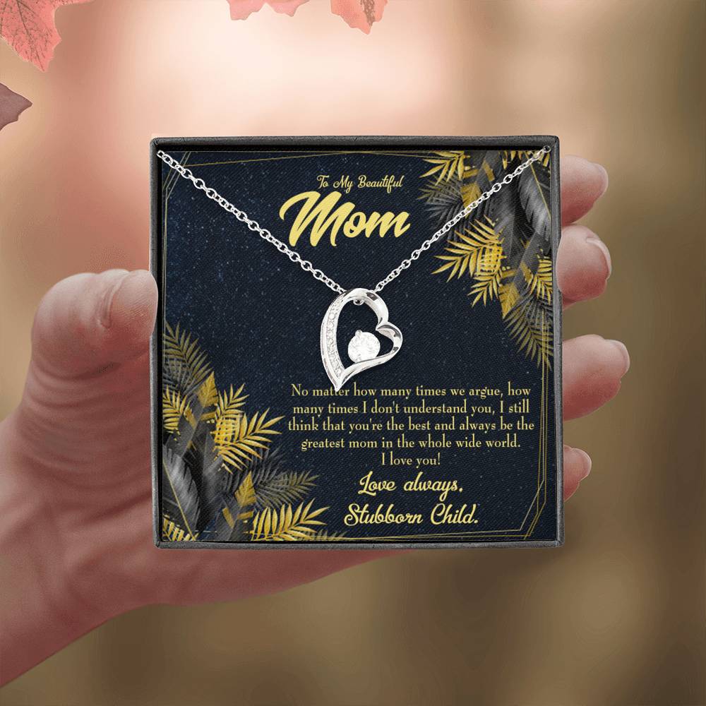 Mother Necklace Greatest Mom Always Forever Love Cz Heart Pendant Message Card-Express Your Love Gifts