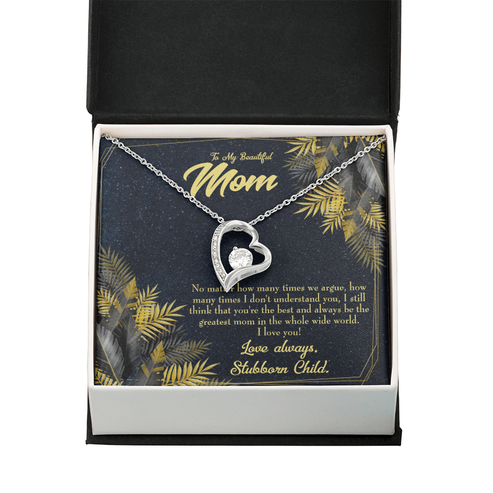 Mother Necklace Greatest Mom Always Forever Love Cz Heart Pendant Message Card-Express Your Love Gifts