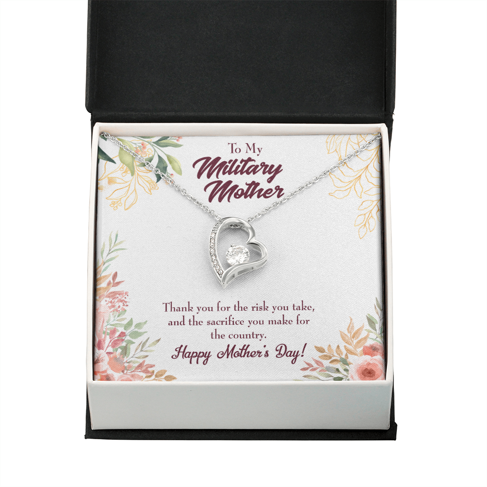 Mother's Day Mother Necklace Military Mother Forever Love Cz Heart Pendant Message Card-Express Your Love Gifts