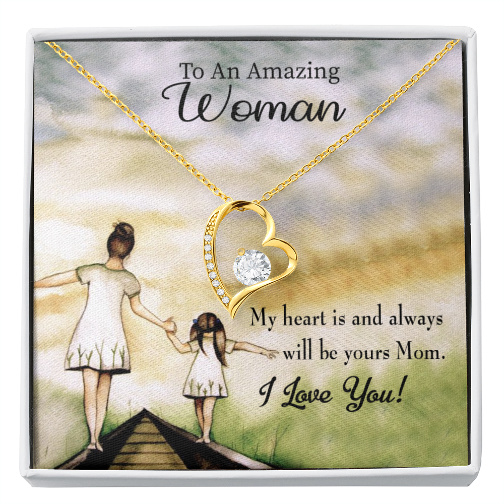 Mother Necklace My Heart Is Yours Forever Love Cz Heart Pendant Message Card-Express Your Love Gifts