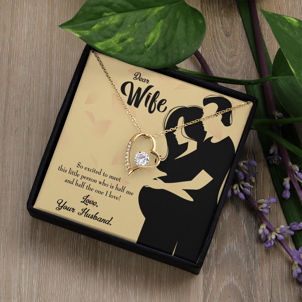 To My Wife Dear Wife Baby Coming Forever Necklace w Message Card-Express Your Love Gifts
