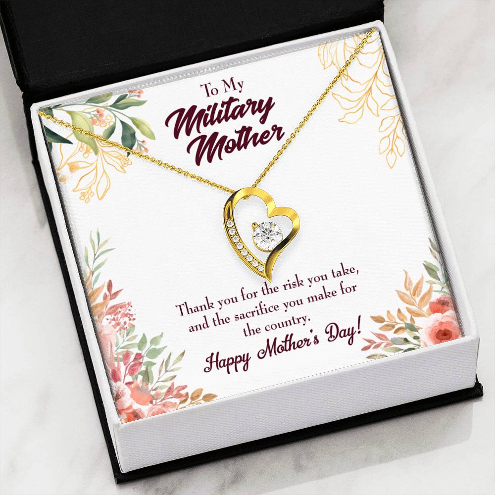 Mother's Day Mother Necklace Military Mother Forever Love Cz Heart Pendant Message Card-Express Your Love Gifts