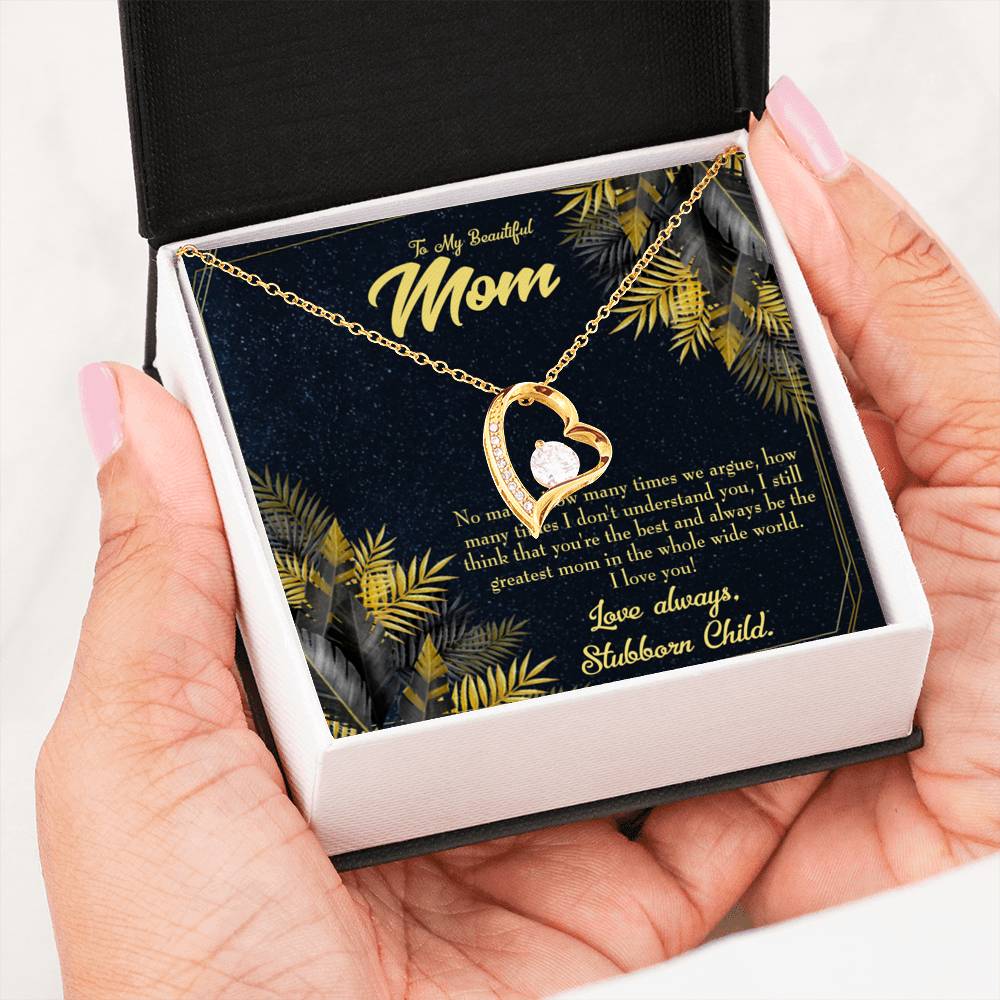 Mother Necklace Greatest Mom Always Forever Love Cz Heart Pendant Message Card-Express Your Love Gifts
