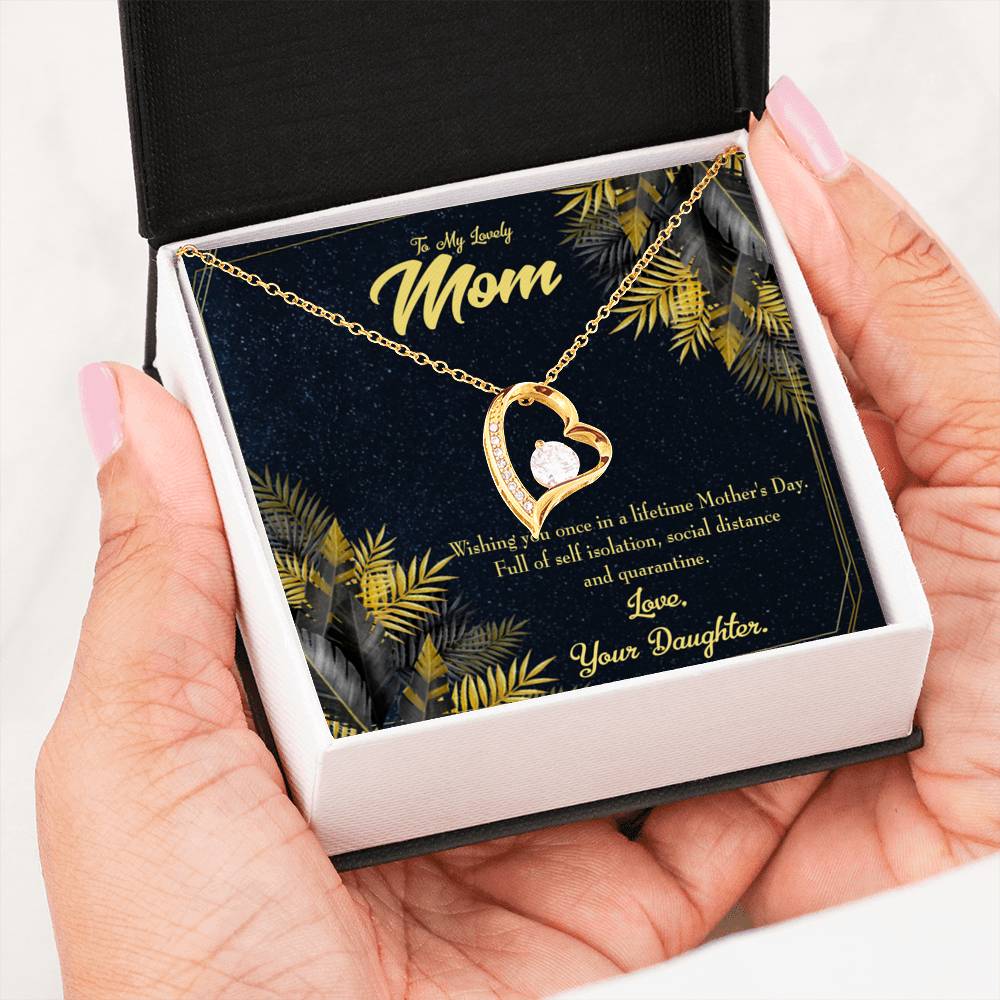 To Mom Covid Mothers Day from Daughter Forever Love Necklace Message Card Stainless Steel or 18k Gold-Express Your Love Gifts