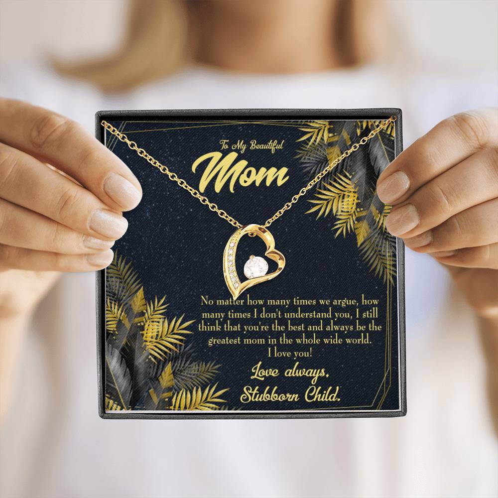 Mother Necklace Greatest Mom Always Forever Love Cz Heart Pendant Message Card-Express Your Love Gifts