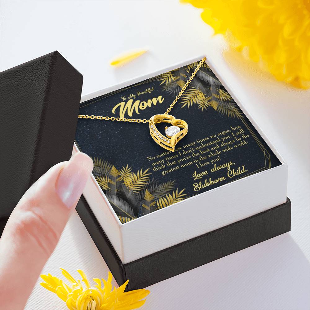 Mother Necklace Greatest Mom Always Forever Love Cz Heart Pendant Message Card-Express Your Love Gifts