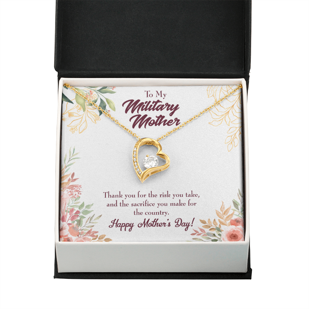 Mother's Day Mother Necklace Military Mother Forever Love Cz Heart Pendant Message Card-Express Your Love Gifts