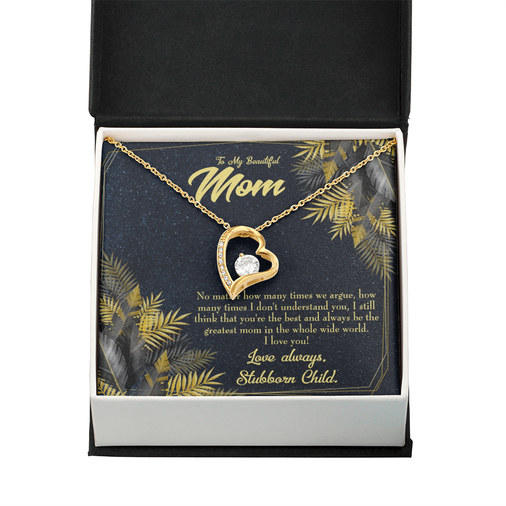 Mother Necklace Greatest Mom Always Forever Love Cz Heart Pendant Message Card-Express Your Love Gifts