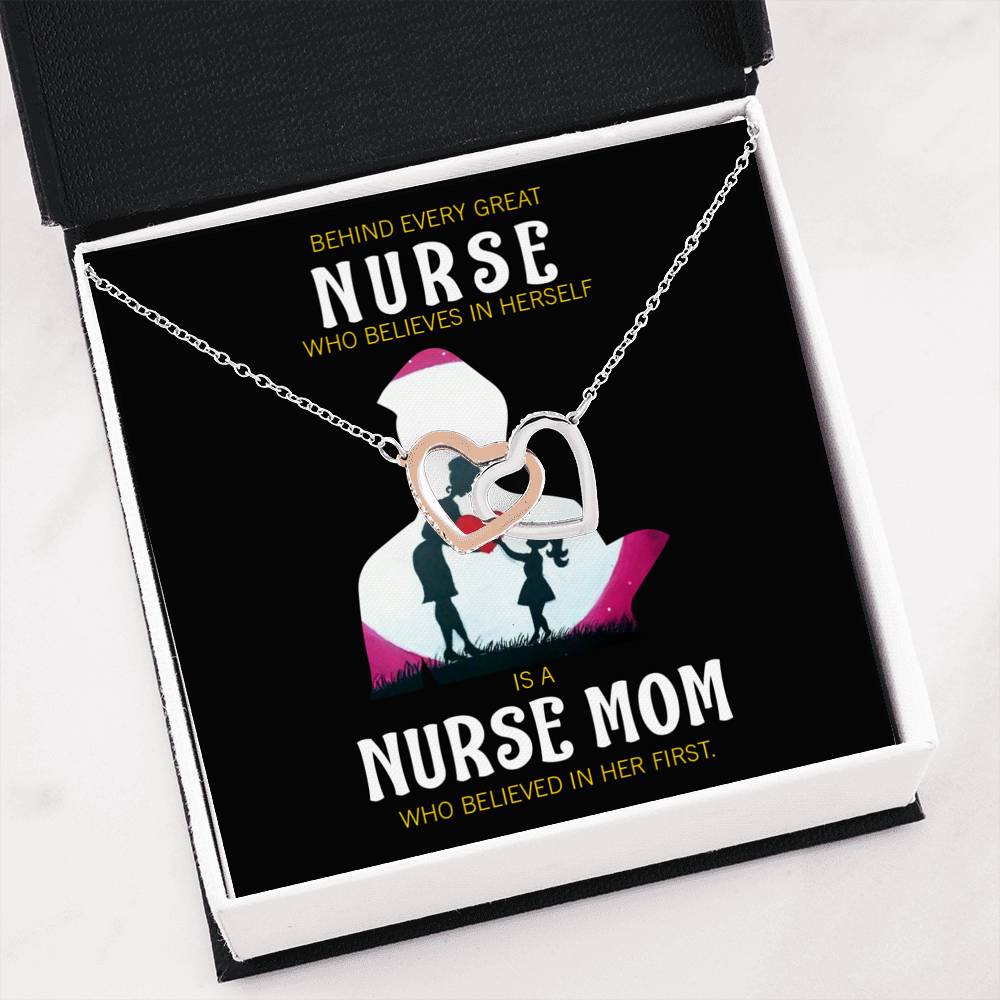 Behind Every Mom Nurse Inseparable Love Pendant 18k Rose Gold Finish 16”-Express Your Love Gifts