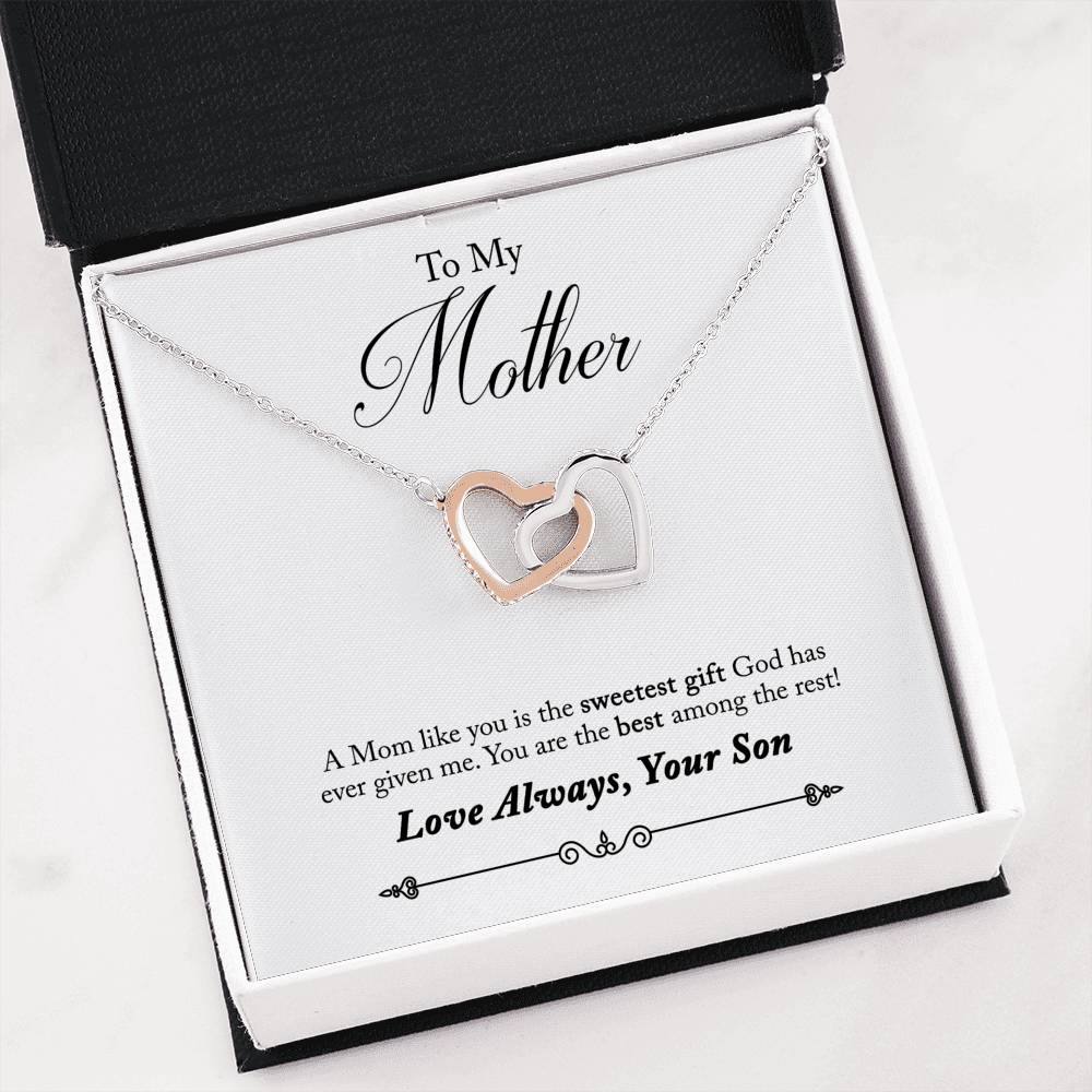 To My Mother You Are The Sweetest Gift Inseparable Necklace Pendant 18k Rose Gold Finish 16”-Express Your Love Gifts