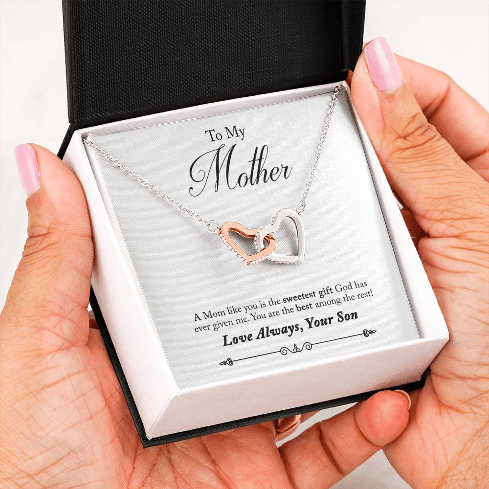 To My Mother You Are The Sweetest Gift Inseparable Necklace Pendant 18k Rose Gold Finish 16”-Express Your Love Gifts