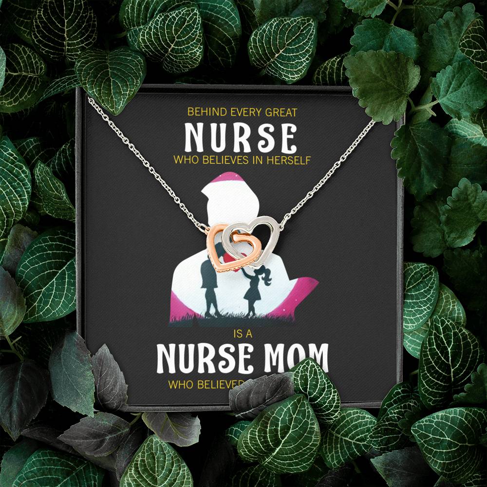 Behind Every Mom Nurse Inseparable Love Pendant 18k Rose Gold Finish 16”-Express Your Love Gifts