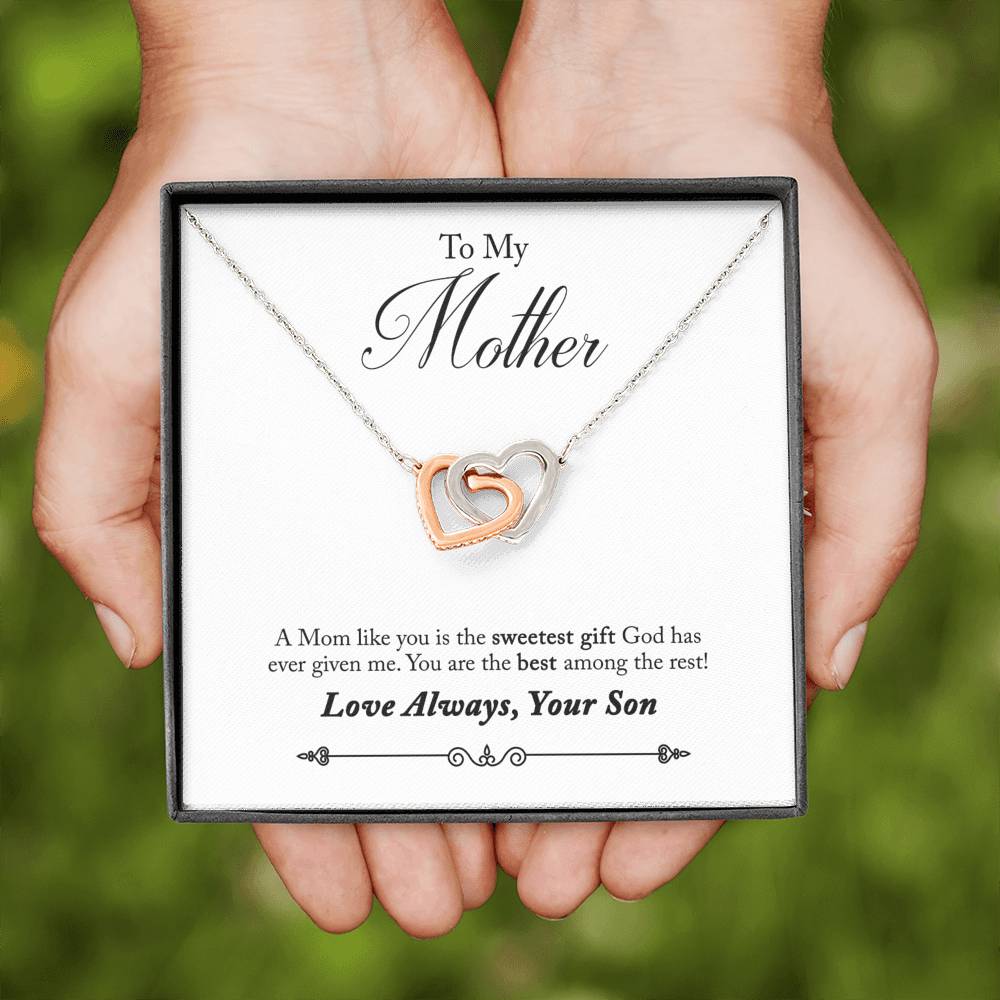 To My Mother You Are The Sweetest Gift Inseparable Necklace Pendant 18k Rose Gold Finish 16”-Express Your Love Gifts