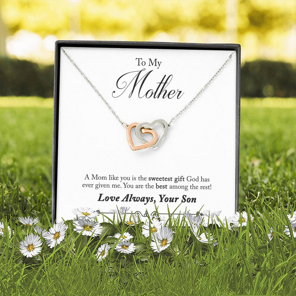 To My Mother You Are The Sweetest Gift Inseparable Necklace Pendant 18k Rose Gold Finish 16”-Express Your Love Gifts