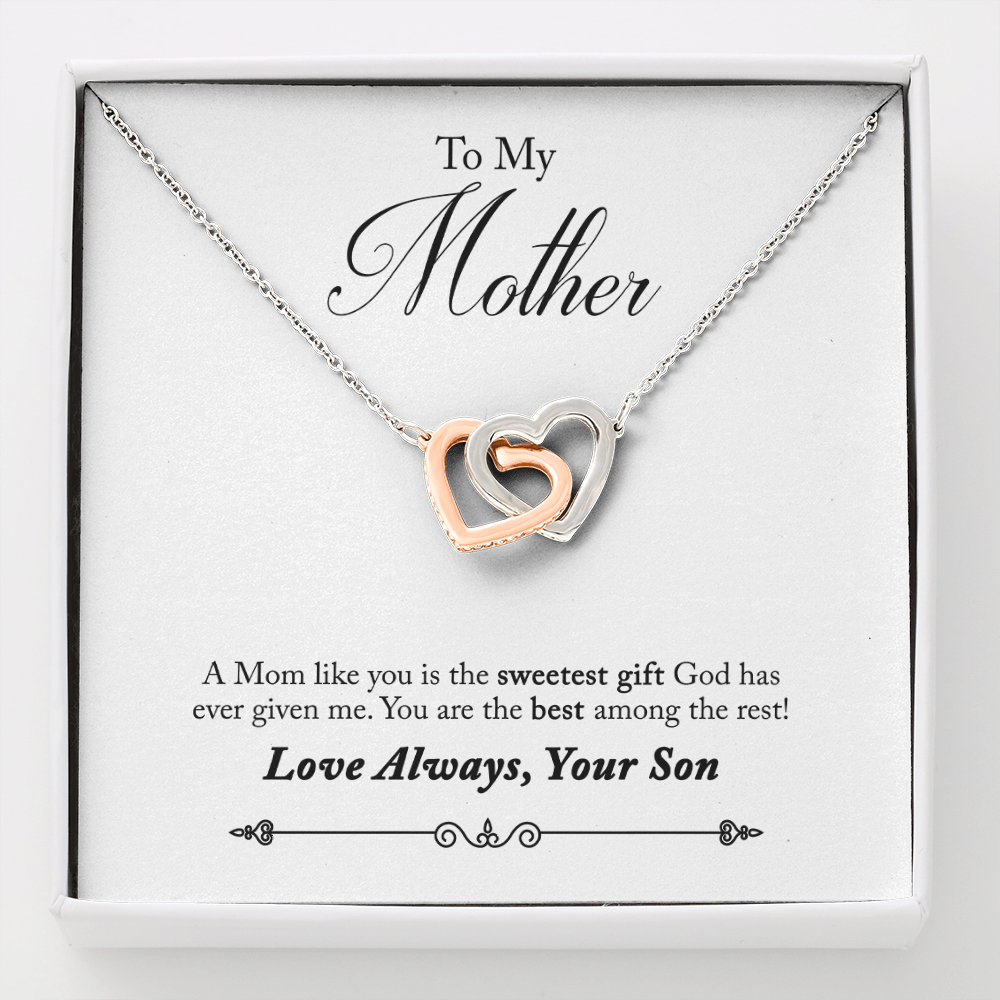 To My Mother You Are The Sweetest Gift Inseparable Necklace Pendant 18k Rose Gold Finish 16”-Express Your Love Gifts