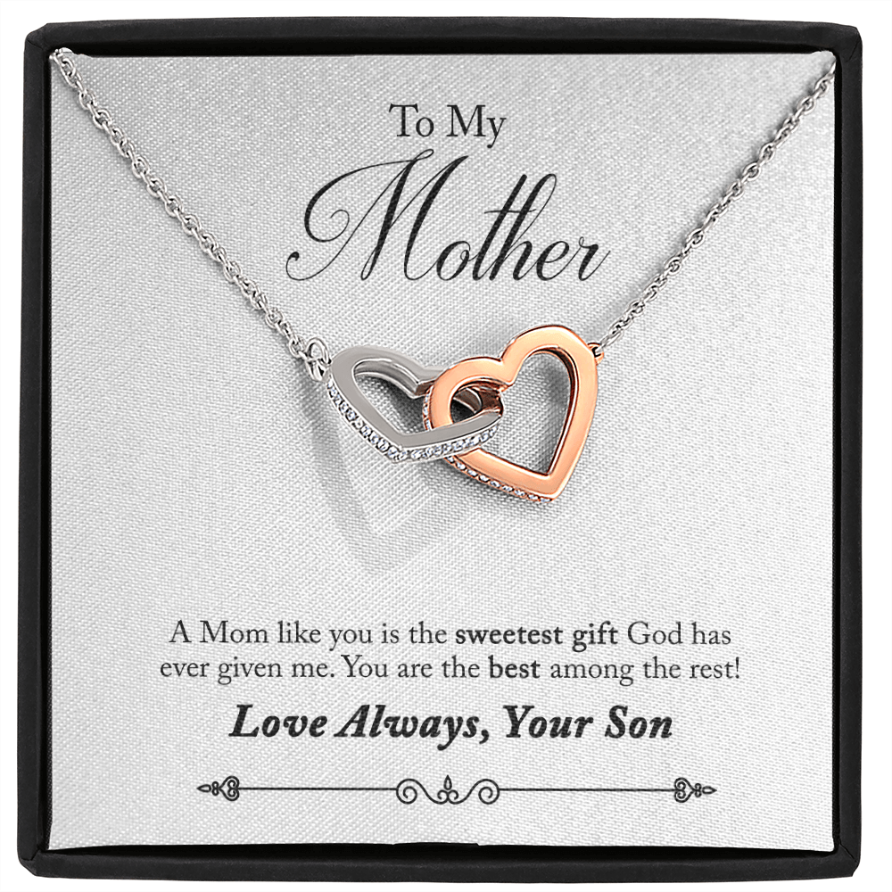 To My Mother You Are The Sweetest Gift Inseparable Necklace Pendant 18k Rose Gold Finish 16”-Express Your Love Gifts