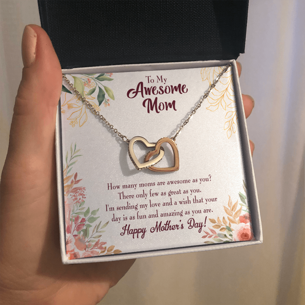 Mother's Day Mother Necklace Awesome Mom Inseparable Love Pendant Keepsake Card-Express Your Love Gifts