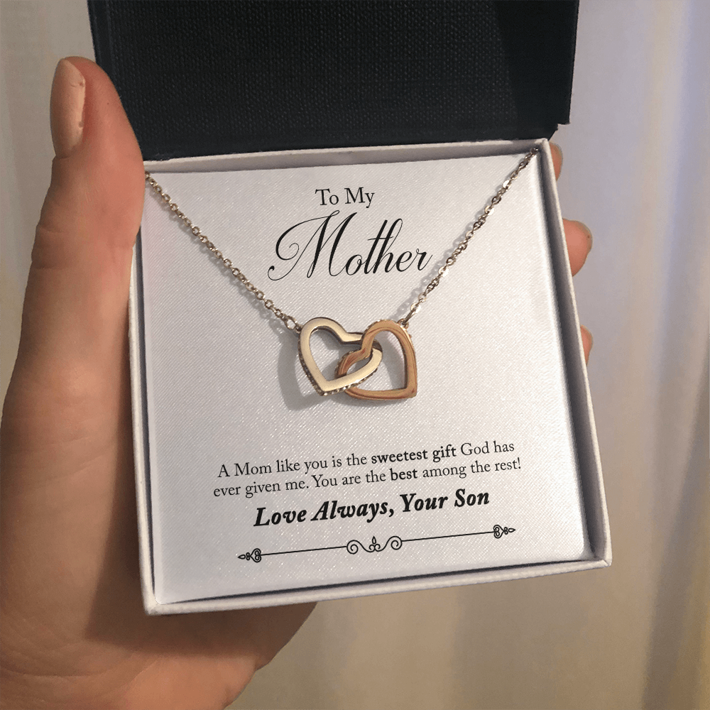 To My Mother You Are The Sweetest Gift Inseparable Necklace Pendant 18k Rose Gold Finish 16”-Express Your Love Gifts