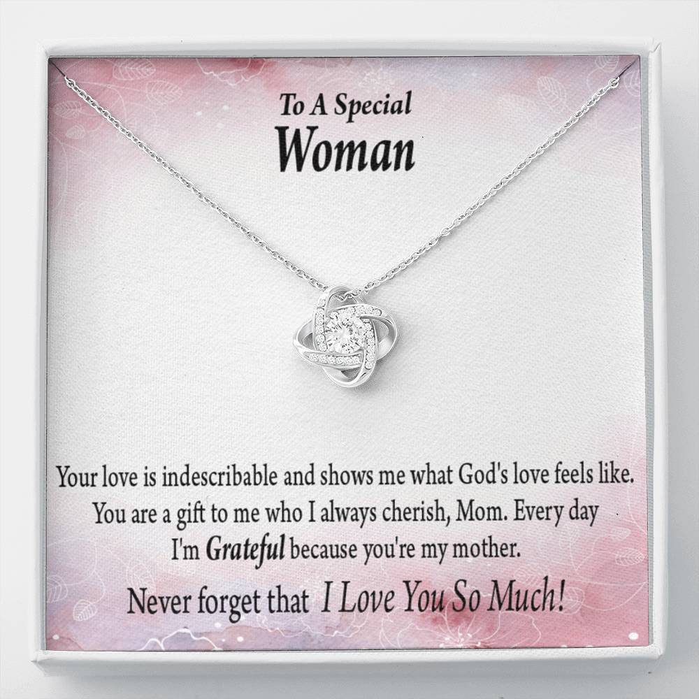 Mom I'm Grateful Love Knot Pendant Necklace With Message Card-Express Your Love Gifts