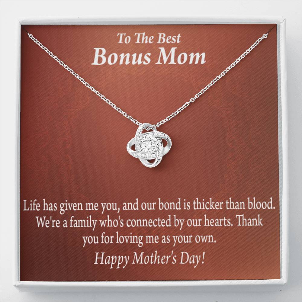 Bonus Mom Necklace Best Bonus Mom Happy Mothers Day Love Knot Pendant Pendant Message Card-Express Your Love Gifts