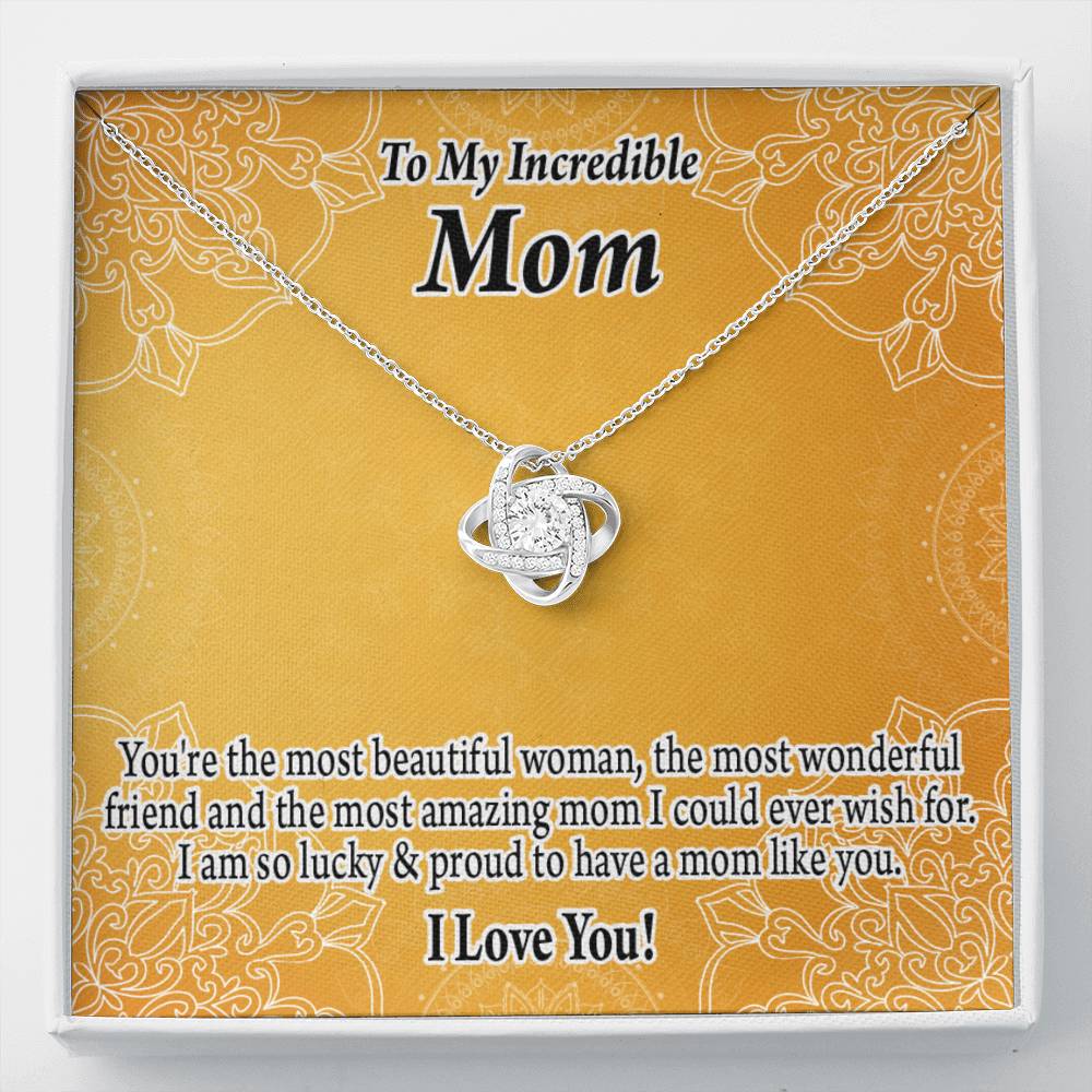 To Mom Mother Bonus Mom Grandmom A Beautiful Woman An Wonderful Friend Love Knot Message Card From Son Daughter Gift Anniversary Birthday Graduation Mothers Day-Express Your Love Gifts