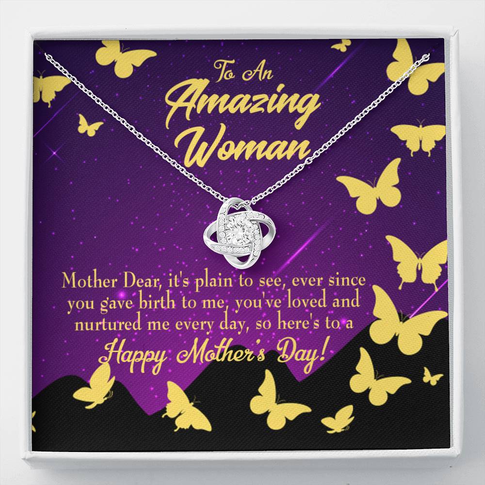 To Mom Mother'S Day Love Knot Pendant Message Card Pendant Stainless Steel-Express Your Love Gifts