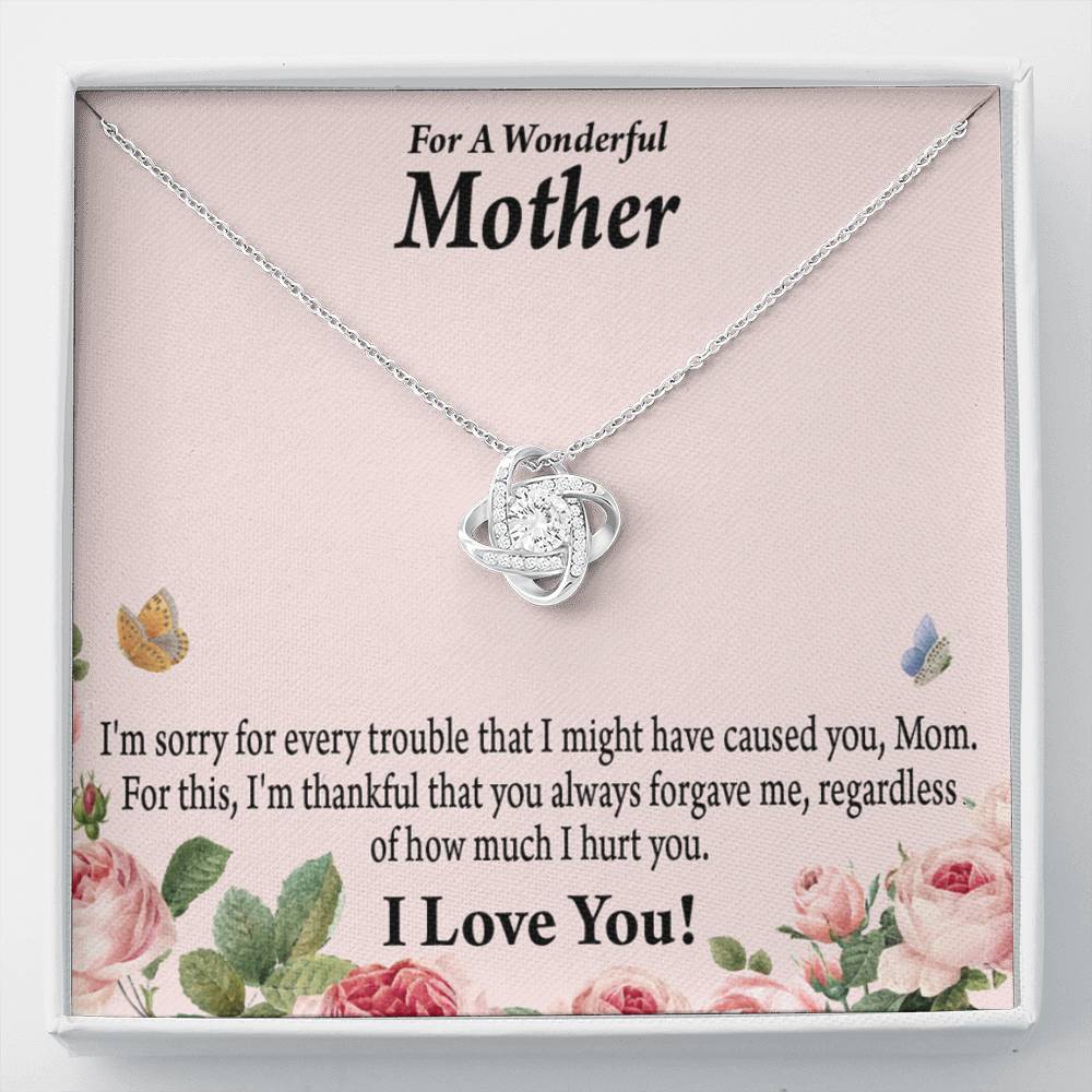 To Mom Sorry Your Unconditional Love Love Knot Necklace Message Card-Express Your Love Gifts